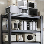 Matte Black Minimalist Warehouse Storage Rack with Steel Frame and Detached Installation