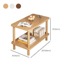 Contemporary Chairside Table Only with Engineered Wood Top, 4 Legs, Chalk/Caramel/Unfinished Color, Rectangle/Square Shape, and Shelf