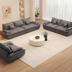 Modish Solid Color Stain Resistant Standard Sofa/Single Sofa in Grey with Pillow Top Arm and 4 Pillows for 4-seater/3-seater/2