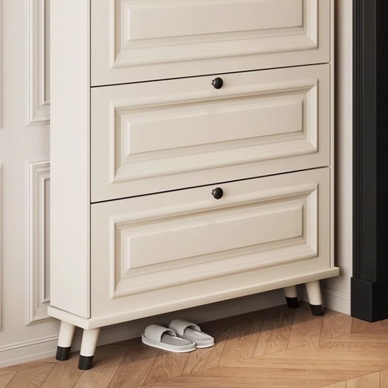 White Modish Manufactured Wood 3 Tiers Shoe Storage, Independent with Closed Back