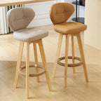 Casual Rawhide Bar Stools in Gray/Emerald Green/Caramel with Back, Turned Swivel, Rectangle Seat Style, and Leg Rest