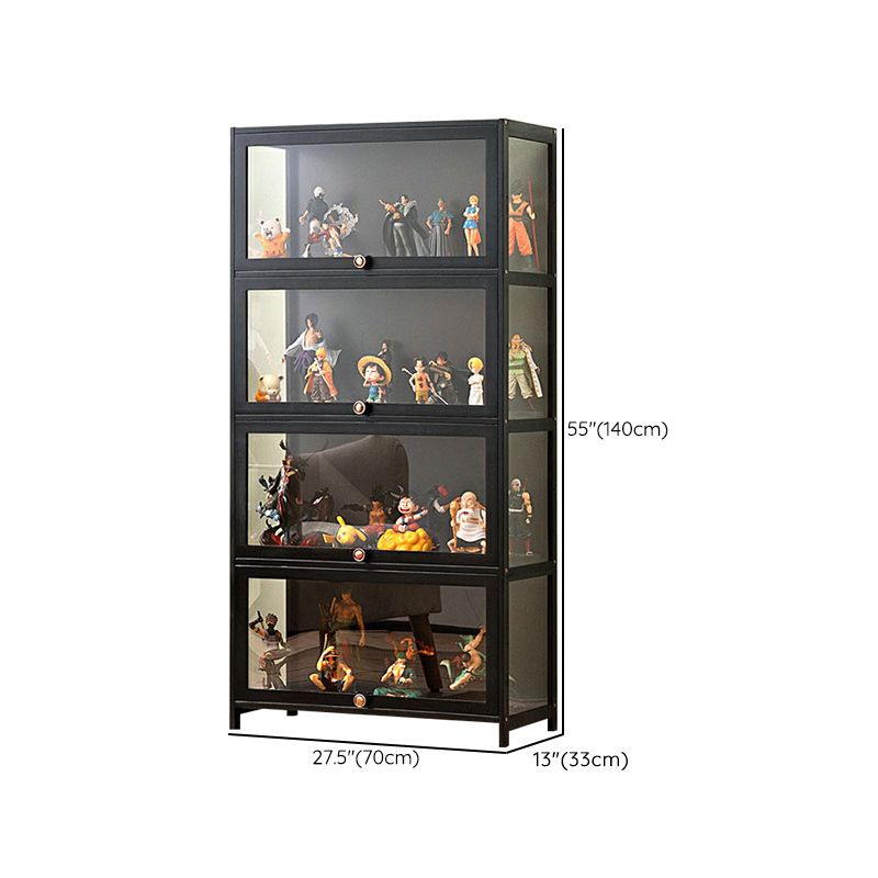 Charcoal Simplistic Bambusa Flooring Curio Cabinet with Sealed Cabinet, 2 Shelves/3 Shelves/4 Shelves, 2 Doors/3 Doors/4 Doors