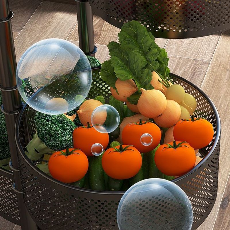 Round Portable Center with Alloy Countertop, Basket, and 4/3 Baskets