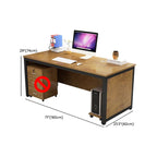 Trendy Rectangular Laminate Light Brown Office Computer Desk with Organized Wiring System and CPU Stand