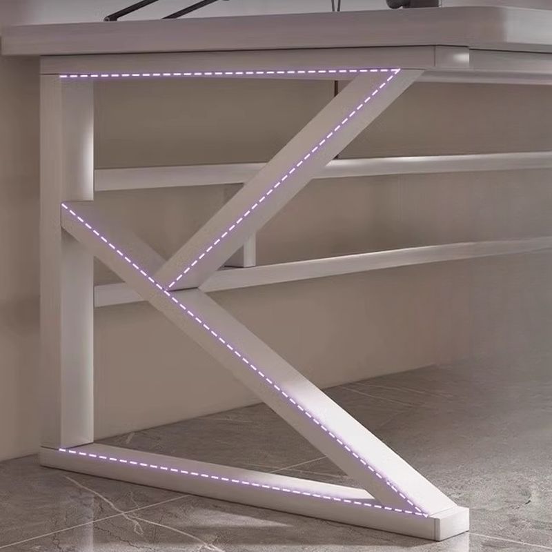 Minimalist Curved Desk with Distortion-resistant Trestle Base, Independent Structure, Wire Management, and Engineered Wood Top