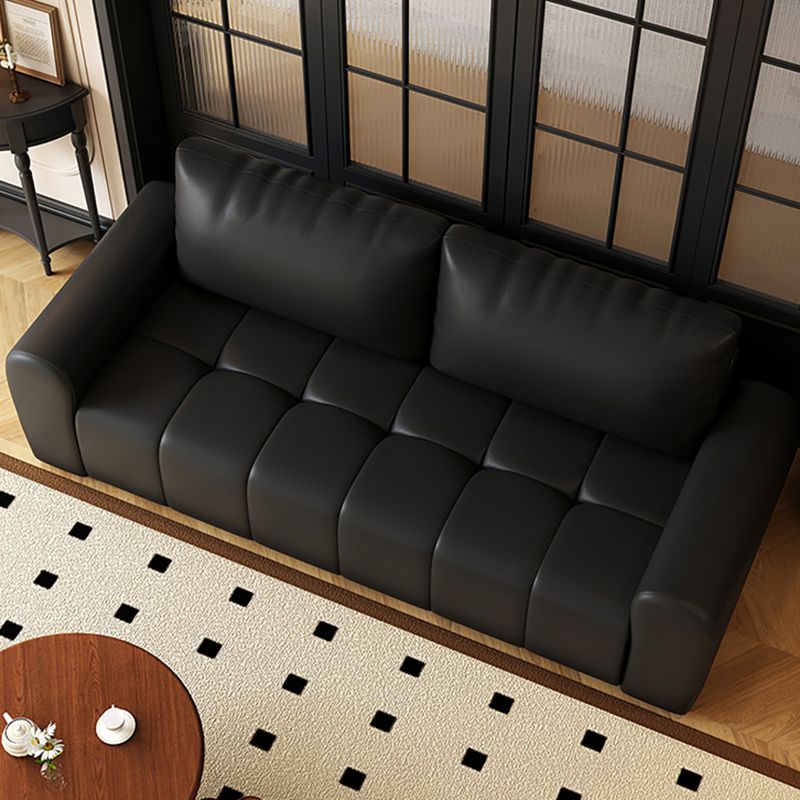 Drawing Room Standard Sofa in Pu Leather/Flannel with Dark Gray/Light Brown/Off-White Upholstery and Armrest