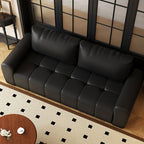 Drawing Room Standard Sofa in Pu Leather/Flannel with Dark Gray/Light Brown/Off-White Upholstery and Armrest