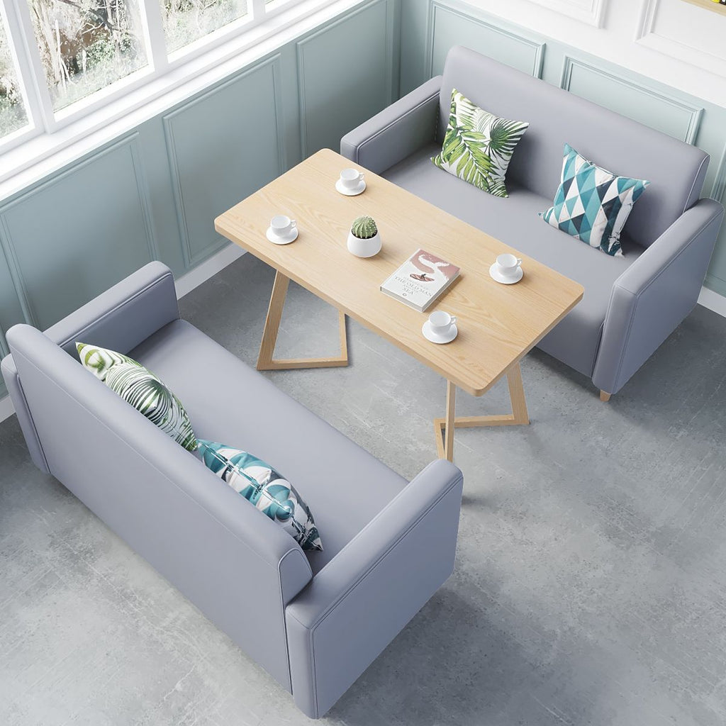 Modern Simple Style Single Sided Booth in Light Gray/Pink/Light Green with Armrest and PU Back