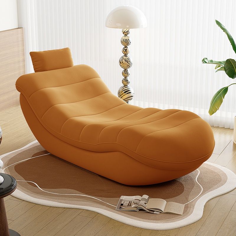 Contemporary Solid Color Reclining Chaise Lounge Indoor with Natural Wood and Ergonomic Padded Design