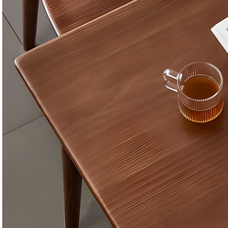 Modish Solid Wood Dining Table in Sepia/Wood Grain with Fixed Legs, Scratch-proofed for Seats 4/Seating for 6