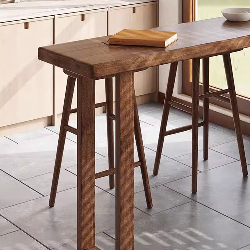 Simplistic Pub Table with Natural Wood Top and Sled Base in Auburn, Rectangle Shape