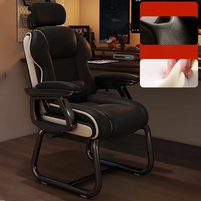 Simple Office Chairs in Midnight Black/Cream/Rose with Armrest, Metal Frame, Ergonomic Design, Adjustable Back Angle, and Headrest