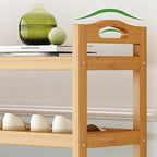 Art Deco Bambusa Rectangle Shoe Rack with Nature Finish, Featuring 4/3/5 Shelves for 21-30/11-20/1-10 Pairs in Drawing Room