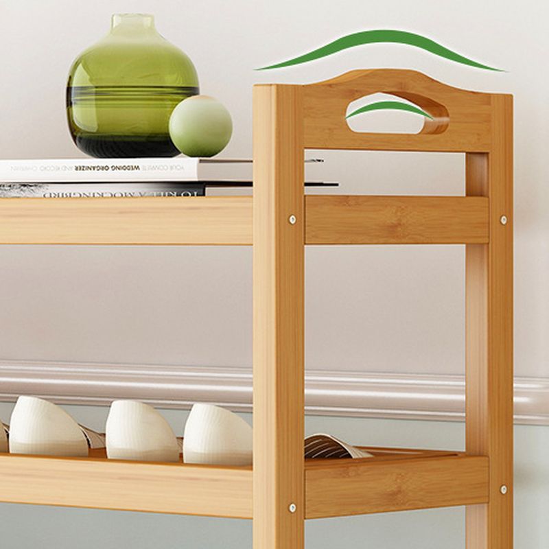 Art Deco Bambusa Rectangle Shoe Rack with Nature Finish, Featuring 4/3/5 Shelves for 21-30/11-20/1-10 Pairs in Drawing Room