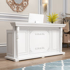 Rectangle Manufactured Wood Top Reception Desk with Hutch & Keyboard Tray, Hutch & Lockable Drawer, Includes Filing Cabinet
