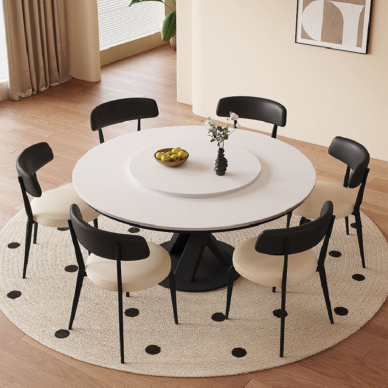 Stone Dining Table with Ink Cross Base, Seating for 8/6/4, Anti-Fouling Sintered Stone Top