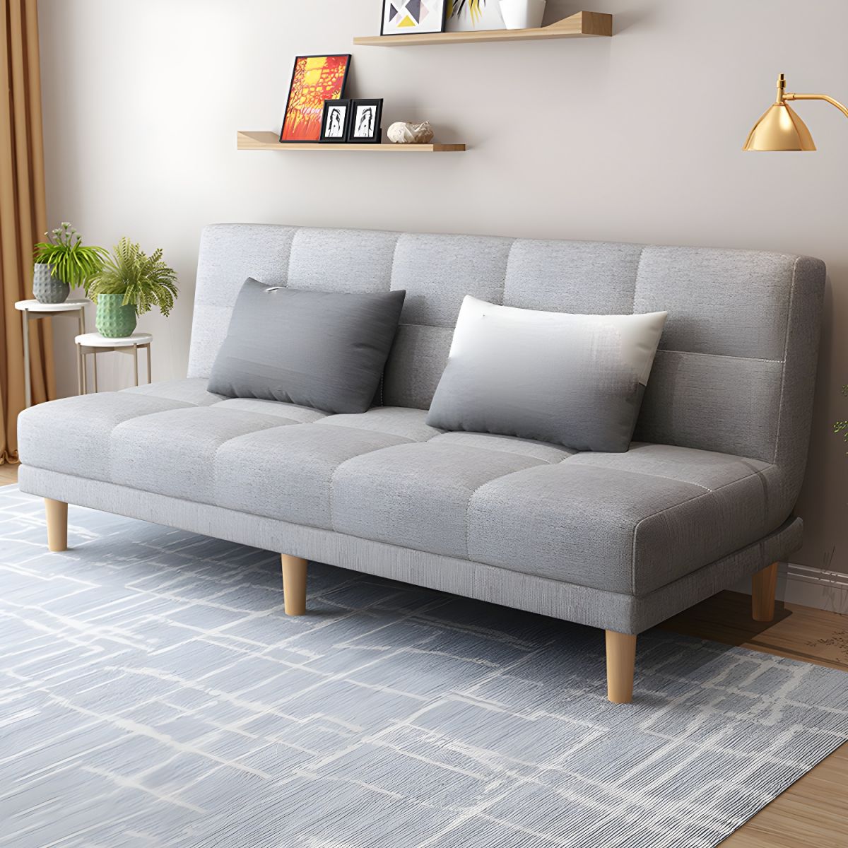 Contemporary Armless Standard Sofa Bed Dual Purpose Sofa for Living Room