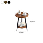 Contemporary Orbicular Chairside Table with Engineered Wood and Three Legs, Featuring Tray Top and Shelf