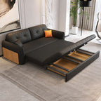 Midnight Black Tufted Back Futon Day Bed with Receptacle Storage