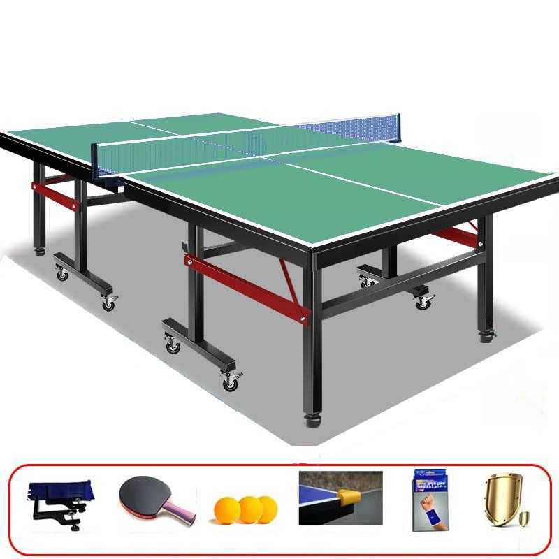 Indoor Ping Pong Table with Dark Blue/Olive Green Synthetic Laminate Top, Includes Table Tennis Paddle
