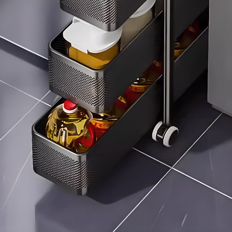 Portable Center with Wheels, Drawer, 4/3/2 Drawers, Exterior Shelving, Metal Countertop, Open Storage, Black/White Top