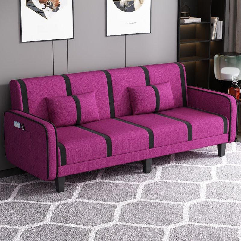Striped Standard Sofa in Dark Gray/Cerulean/Off-White with Armrest