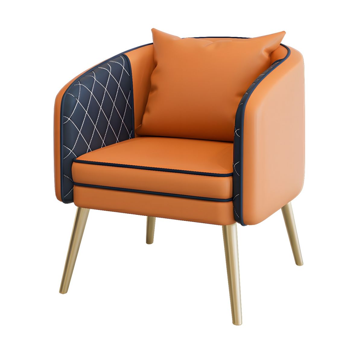 Modern Leather Upholstered Sofa with Sloped Arms in Solid Color