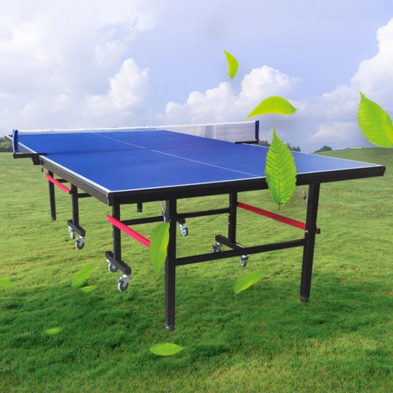 Indoor Dark Blue Synthetic Laminate Ping Pong Table with Included Table Tennis Paddle