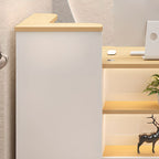 Rectangular Reception Desk with Locker, Locking Drawer, Cable Management, Filing Cabinet, and Manufactured Wood Top