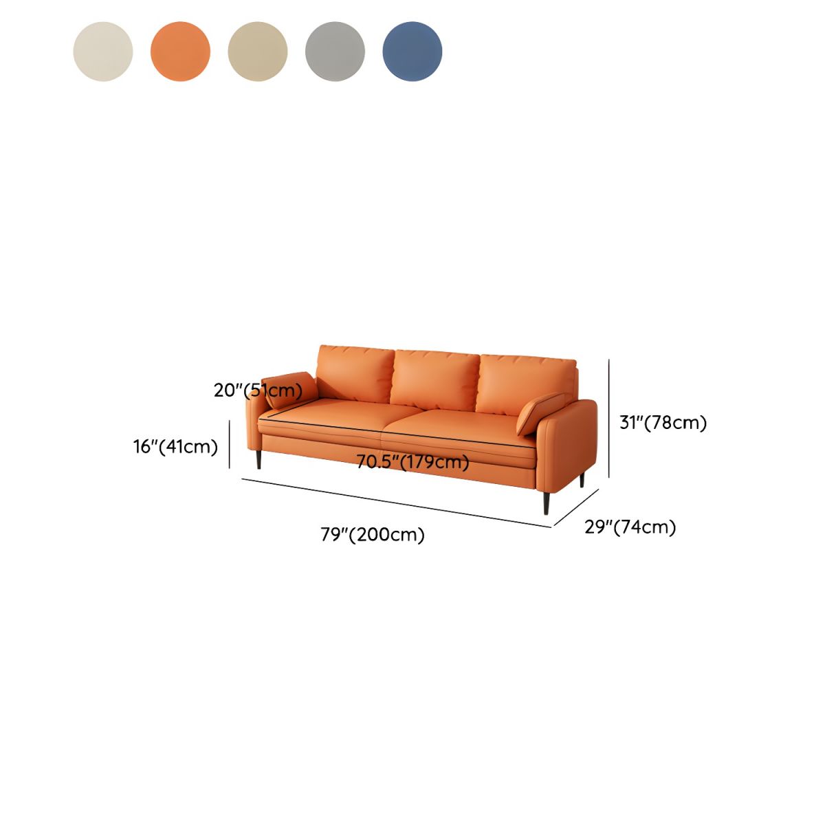 Modern Pillow Back Sofa with Storage Not Included for 35-40 Women