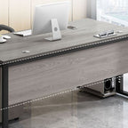 Cocoa/Black/Chalk Rectangular Metal Base Scratch Resistant Desk with Toboggan Base, Cable Management, CPU Storage, and Front Splash