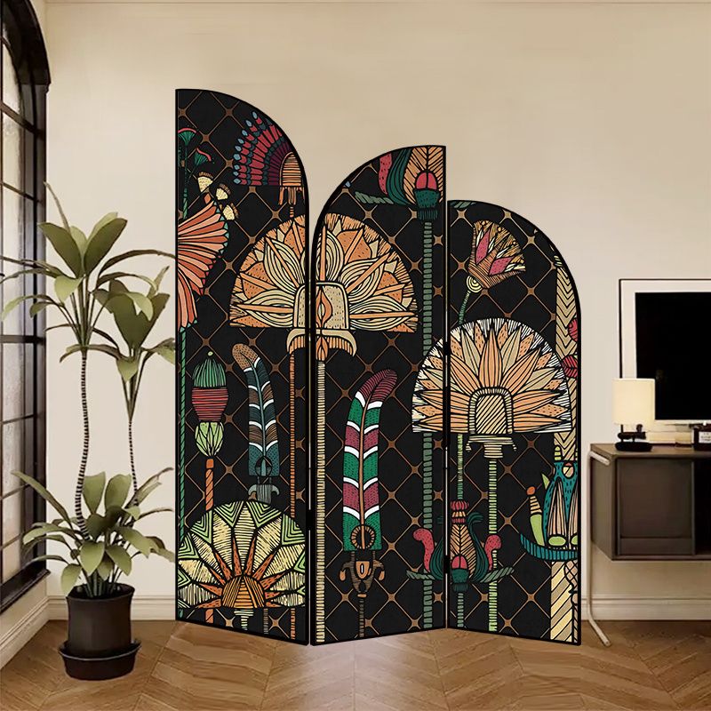 Indoor Opaque Folding Temporary Wall Panels with Natural Wood Frame, 3 Panels, Double Sided Print, Self-supporting