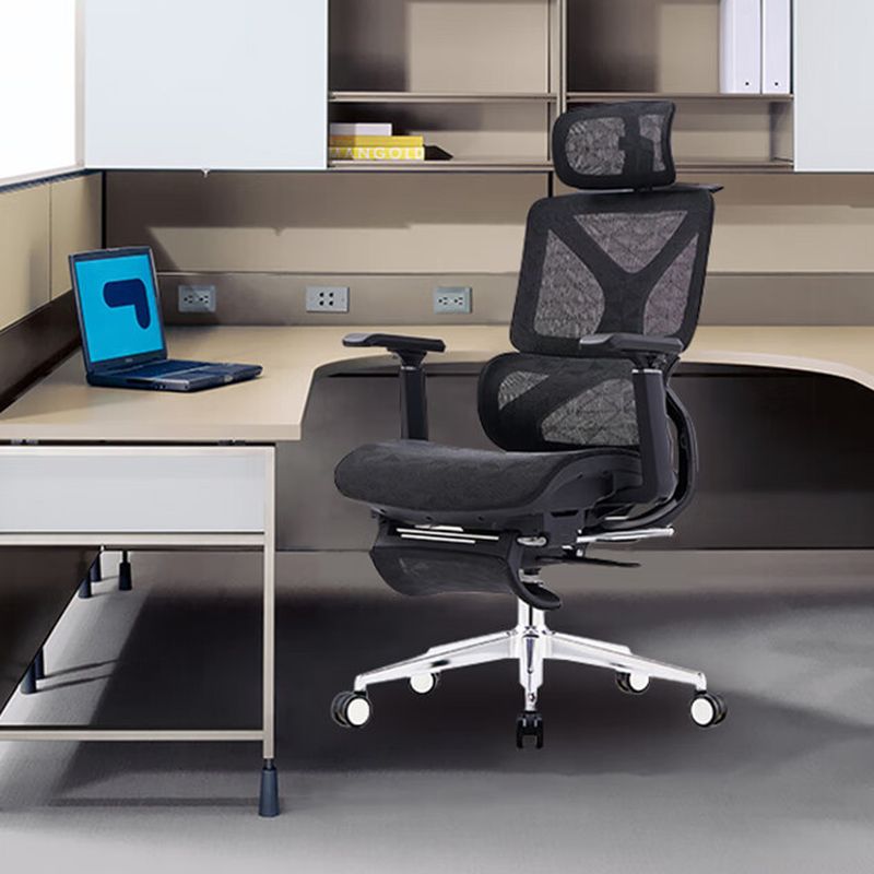 Mesh Office Desk Chairs with Foot Support, Waterfall Seat, Lumbar Support, Tilt Available, Height Adjustable Armrests, and Headrest