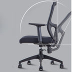 Simple Multi-levelled Single Color Chair with Nylon Frame in Midnight Black, Lumbar Support, Tilt Mechanism, and Glide Movement
