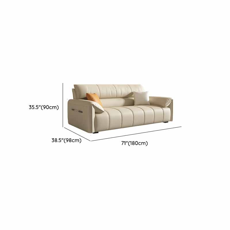 Tear Resistant Standard Sofa/Single Sofa in Full Grain Leather Off-White with 4 Pillows/1 Pillow