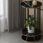 1 Piece 3 Tiers Wooden Circular-shaped Plant Stand Table with 3 Shelves and Solid Base