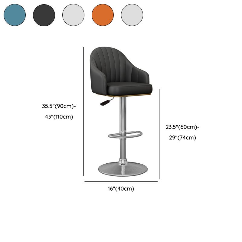 Contemporary Multi-levelled Tanned Hide Bar Stools with Arm Swivel Pail Seat