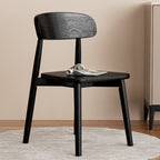 Art Deco Dinette Side Chair with Ventilated Back, Cushion Upholstery, and Natural Wood Legs