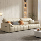 Tear Resistant Standard Sofa/Single Sofa in Full Grain Leather Off-White with 4 Pillows/1 Pillow