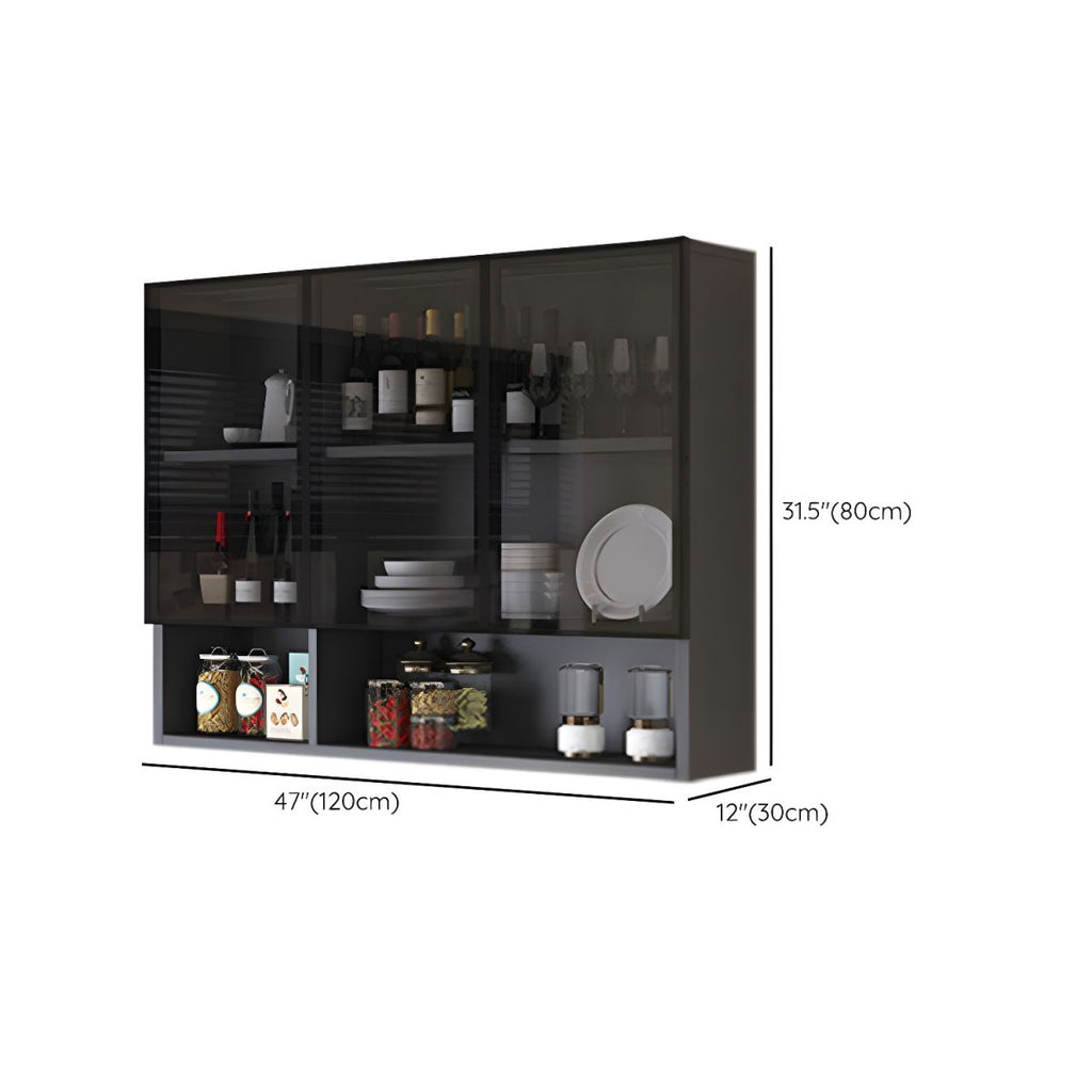 Modern Display Stand Wall Mounted Faux Wood Storage Cabinet for Dining Room