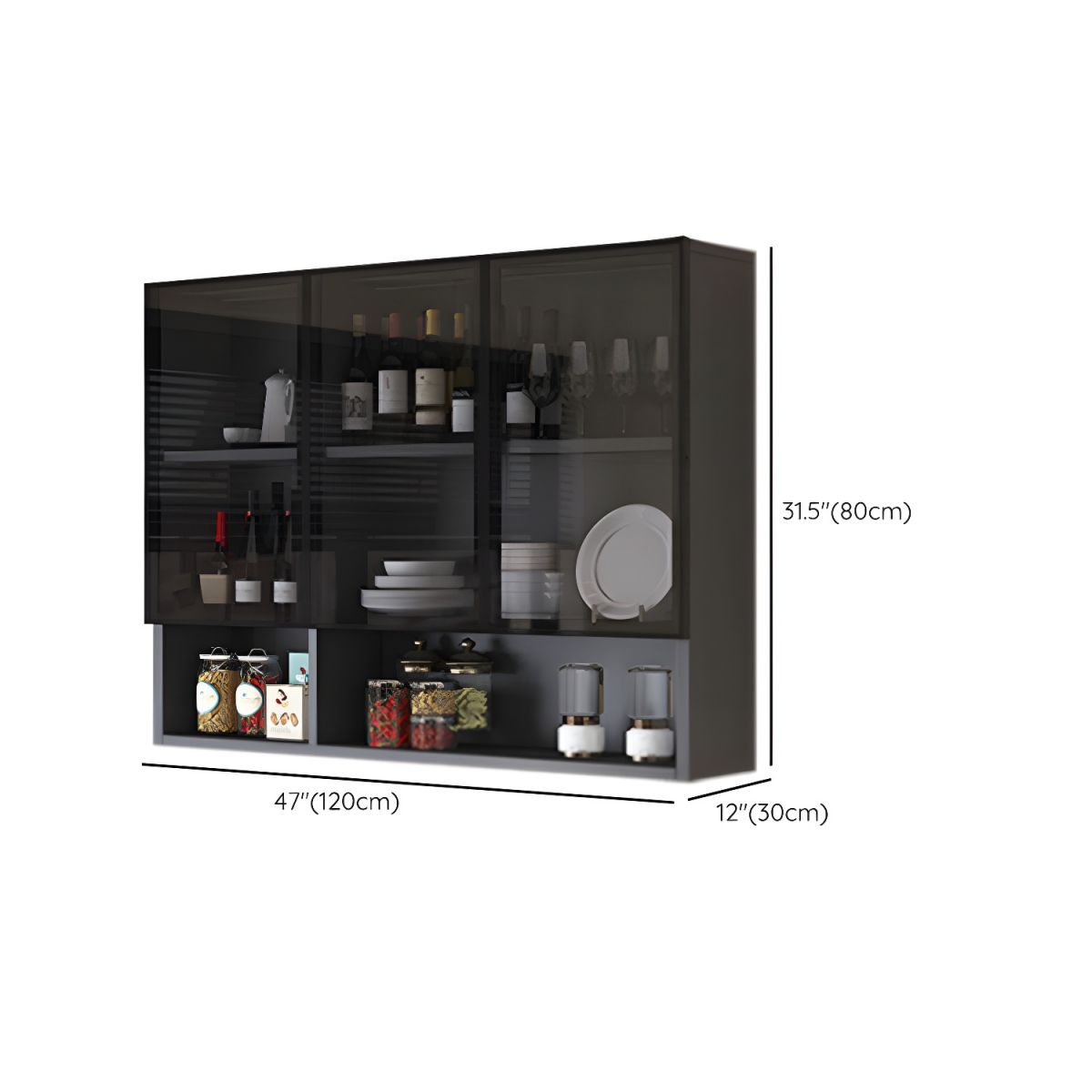 Modern Display Stand Wall Mounted Faux Wood Storage Cabinet for Dining Room