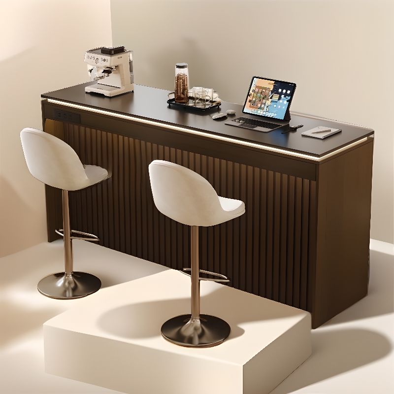 Slate Pub Table with Unmovable Pedestal Base in Smoke Color