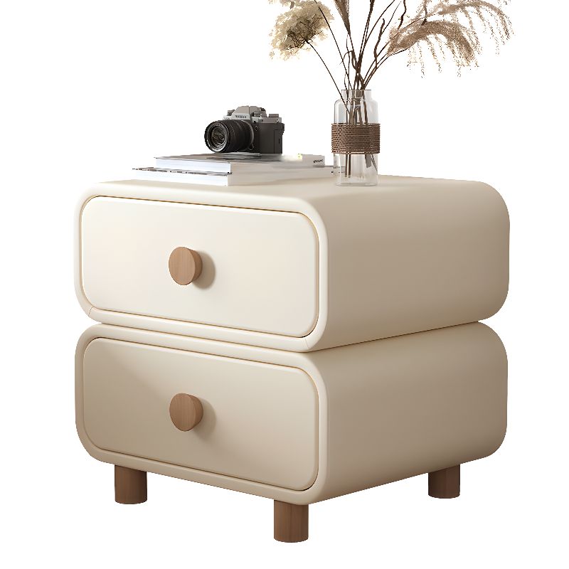 Art Deco Nightstand With Drawer Organization Featuring 2 Drawers and Pleather Countertop with Leg