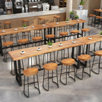 Modern 1/9 Pieces Bar Table Set Rectangle Pine Wood Counter Table with Stools for Cafe