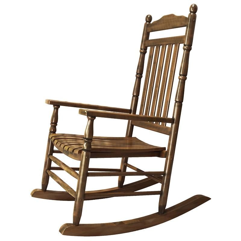 Traditional Indoor Wood Rocking Chair in Solid Color with Square Arms