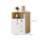 Natural Finish Manufactured Wood Supplies Cabinet with Shelves, Drawers, Locker, Locking Door, and 5-Wide/4-Wide/3-Wide Compartments