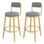 Glam 2-Person Bar Set with Upholstered Gold Chairs, Backrest, and Footrest