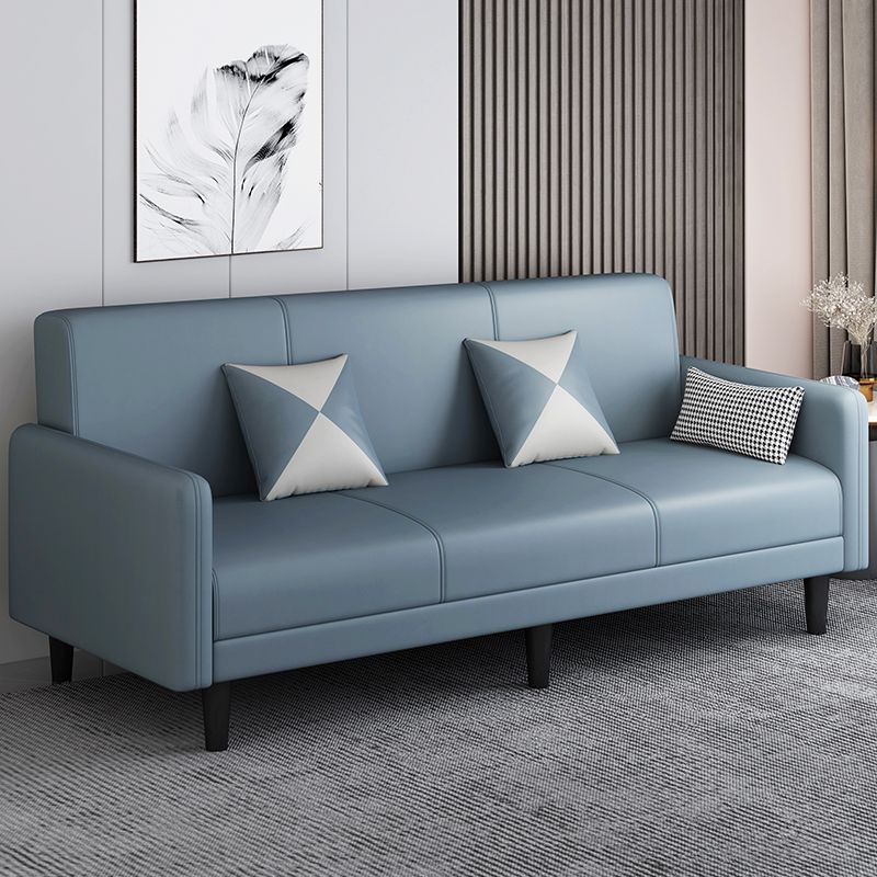 Convertible Sofa in Gray/Cerulean/Off-White with Armrest and 3 Pillows