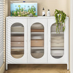 Casual Kitchen Storage with Hutch, Narrow Storage Shelf, Alloy Countertop, Adaptable Shelf, and 3/2 Doors