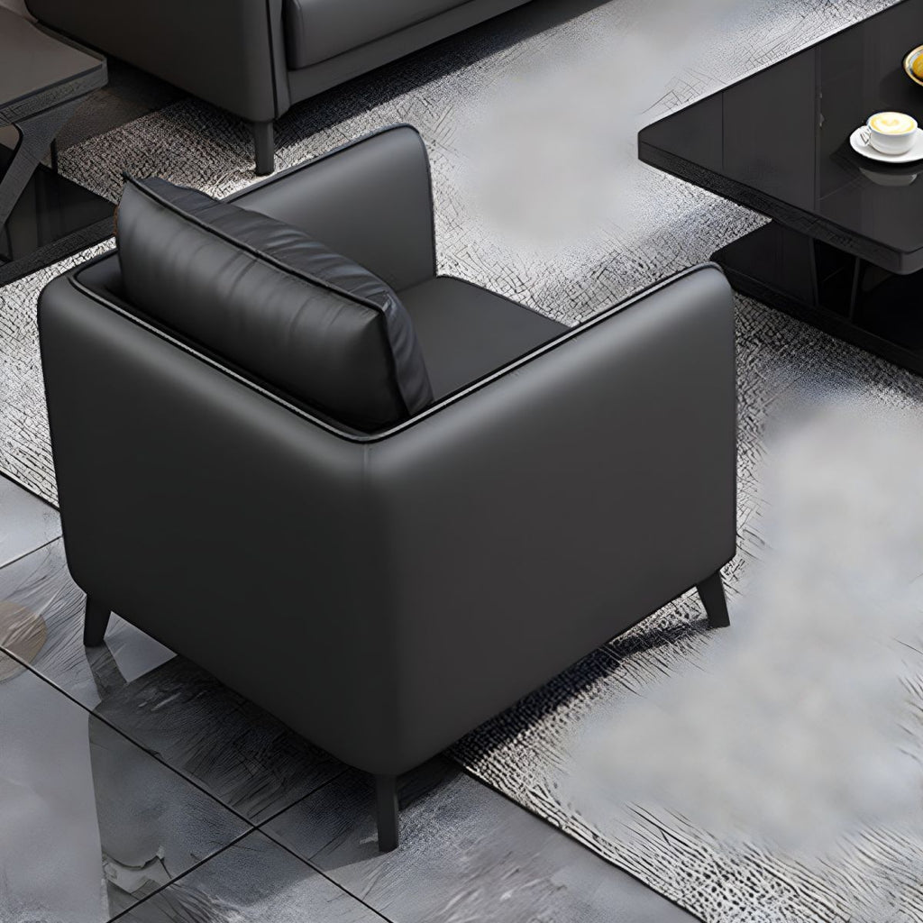 Standard Square Arm Leather Stain Resistant Sofa Couch with Pillows